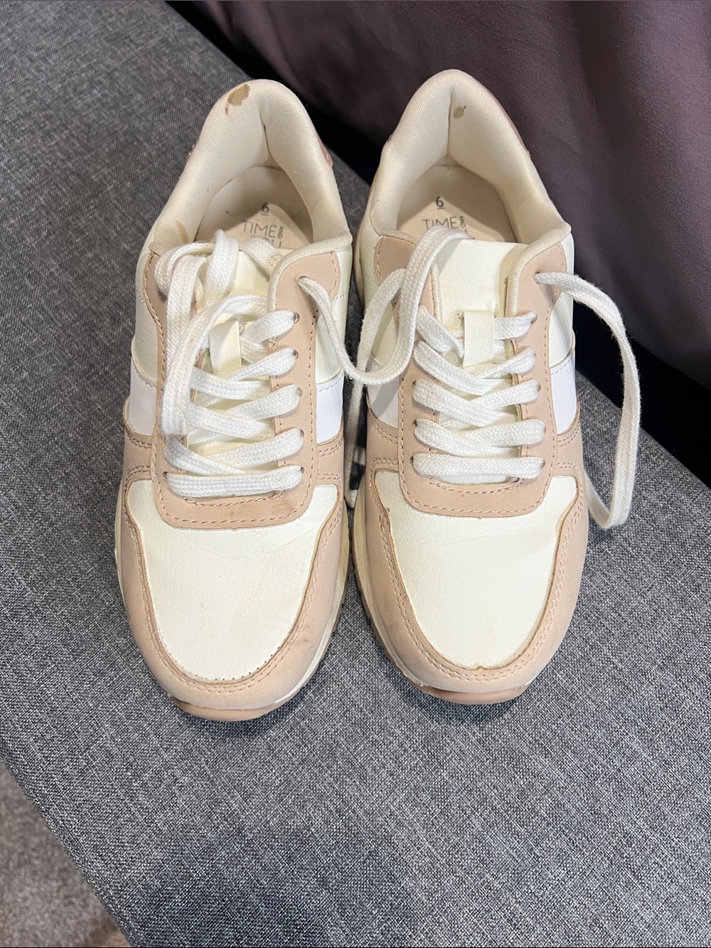 Time and Tru Women's Cream and Tan Athletic Sneakers